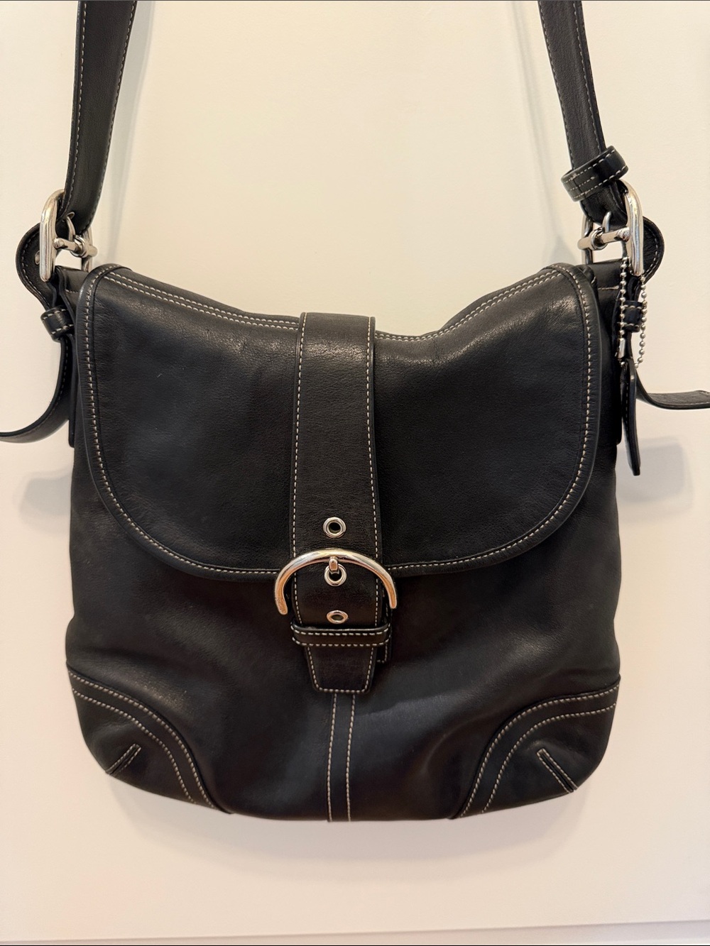 Coach Y2K 9480 SoHo Flap Black Leather Crossbody with Buckle Strap